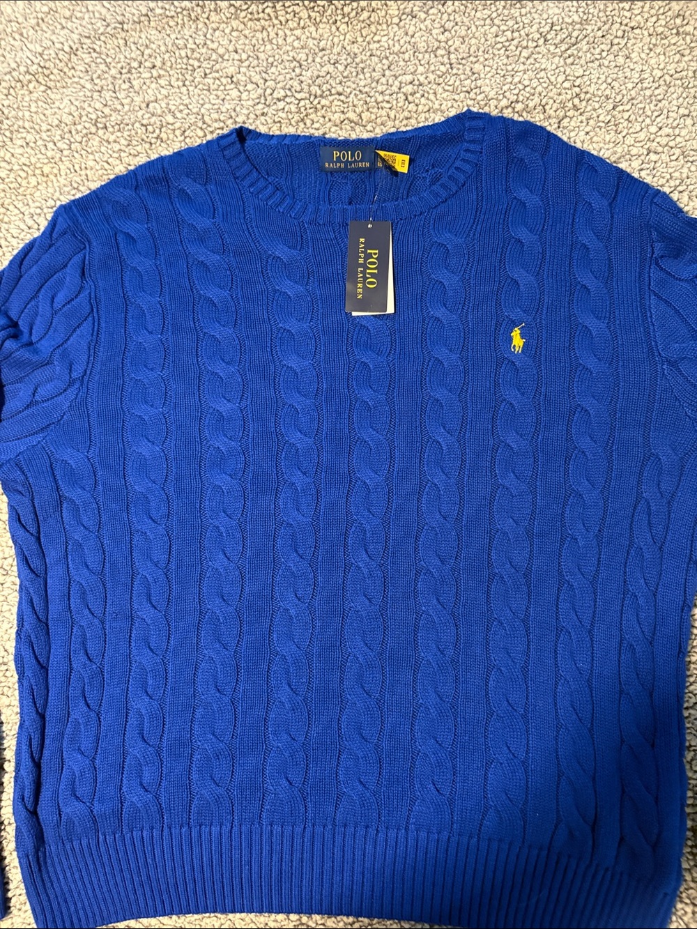 Polo by Ralph Lauren Men’s Size XL Loose Cable Knit Sweater in Royal Blue NWT!